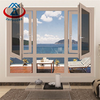 ZHTDOORS Ventana de vidrio abatible de aluminio eléctrico inteligente de alta tecnología con división sin rejilla