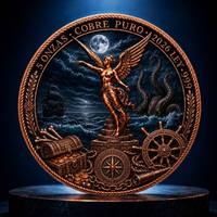 Pièce de collection Pirate Angel 5oz en cuivre fin 999, motif Kraken Octopus en relief, pièce commémorative ronde en cuivre pur