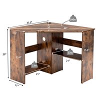 Bureau d'angle en bois 90 degrés Triangle bureau d'ordinateur étagères de rangement réglables support CPU petits espaces-chambre maquillage vanité bureau