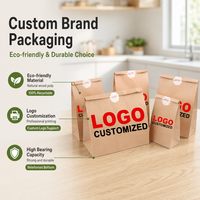 Sac en papier kraft biodégradable, résistant à la graisse, jetable, de qualité alimentaire, avec logo personnalisé imprimé, pour l'emballage de gâteaux et de pains