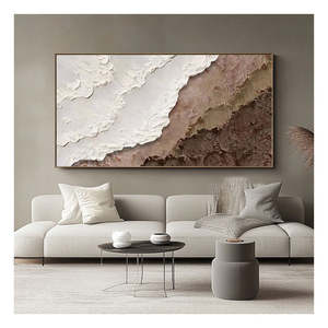 Haute qualité décor à la maison à la main plâtre marron <span class=keywords><strong>Beige</strong></span> <span class=keywords><strong>plage</strong></span> océan vagues 3D Texture Art Wabi Sabi Mural - Product Image 4