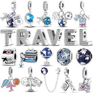 Airplane Charm Bead - 925 Sterling Silver Travel Charm For Bracelets With Threaded Hole
