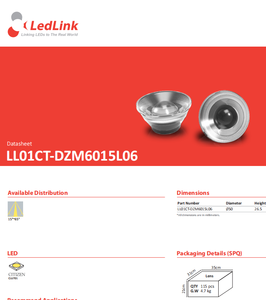 Lente óptica LED LedLink Optics LL01CT-DZM6015L06 de PC transparente de 15°-65° para LED CITIZEN - Product Image 2