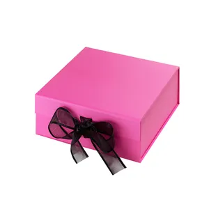 Hohe qualität faltbare geschenk papier verpackung box mit magnet verschluss und schwarz band bogen krawatte boxen