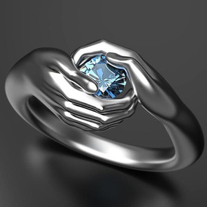 Anello Vintage con Gemma Blu per Donne, Gioiello da Dito in Stile Punk, Regalo di Halloween - Product Image 1