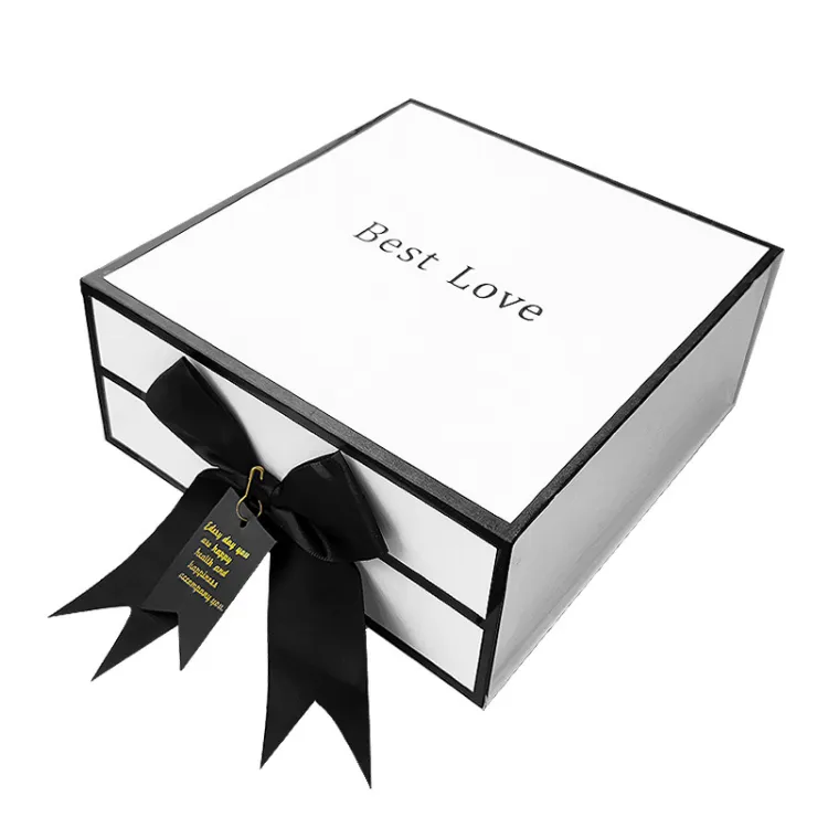 Boîte cadeau décorative magnétique personnalisée avec couvercle/grand carton blanc et noir