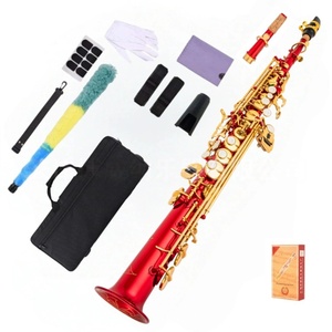 Saxofón Soprano Negro Dorado en Si bemol, Tubo Recto, Varios Colores Opcionales, Instrumentos de Viento - Product Image 5