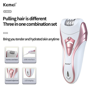 Kemei Km-3010 <span class=keywords><strong>Depiladora</strong></span> Eléctrica para Mujer 6000 RPM, Lima de Pies 3 en 1, Batería 450mAh, Carga USB, Caja de Regalo de Lujo, Venta al por Mayor - Product Image 5