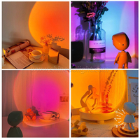 Projecteurs LED Veilleuse Sunset Lamp RGB LED Ring Light Color Lamp USB Rainbow Lamp Desk Decoration Home Atmosphere Lighting