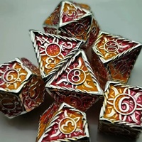 Jeu de dés RPG modernes en alliage de zinc polyédrique de 7 pièces imprimés personnalisés pour D & D avec boîte de rangement et sac inclus