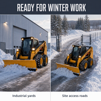 Pelles à neige pour chargeuses compactes d'hiver, équipées de lames coulissantes super résistantes à l'usure, pour un nettoyage efficace des voies, des ports et des moteurs