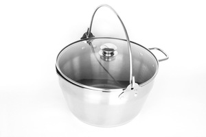9L Stainless Steel <strong>Jam</strong> <strong>Pans</strong> 30cm Maslin <strong>Pan</strong> with Glass Lid - Product Image 4