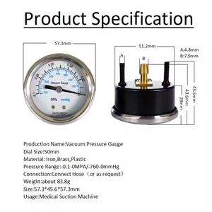 공장에서 공급하는 고정밀 760mmHg 유압 시스템 압력계 산업용 철제 진공 압력계 - Product Image 5
