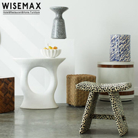 WISEMAX FURNITURE Salon de luxe léger Cadre en bois Chaise en tissu imprimé léopard Tabourets pouf pour hôtel, bureau, restaurant