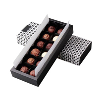 Boîte cadeau en chocolat sur mesure, design personnalisé, emballage rigide de luxe pour bonbons et truffes avec plateau intérieur et logo