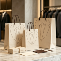 Sacs en papier kraft personnalisés avec logo, directement de l'usine, sacs d'emballage pour vêtements, sacs de shopping, sacs de luxe classiques couleur kaki
