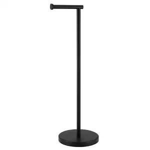 Bathroom Toilet Paper Holder with Free Standing, Matte Black, Toilet Paper Holder Stand for Bathroom