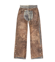 Jeans LEDUO personnalisés vintage, streetwear d'hiver, coton biologique, imprimé illusion optique, taille mi-haute, coupe droite ample