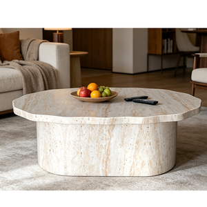 Table basse en <span class=keywords><strong>travertin</strong></span> pour <span class=keywords><strong>salon</strong></span>, couleur pierre, table basse en oxyde de magnésium, décoration extérieure, moderne, durable - Product Image 2