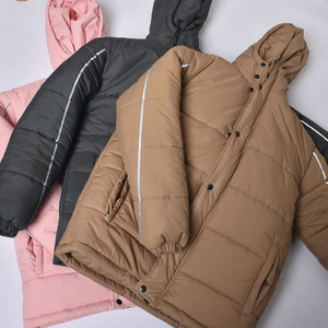 <b>Pink</b> Hooded Puffer <b>Jacket</b> With Button Closure Windproof Casual Winter Coat Regular Fit Polyester Filling Unisex - Product Image 6