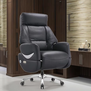 高級本革エルゴノミクスエグゼクティブオフィスチェア、電動リクライニング、高さ調節可能、回転式、ハイバック、牛革製 - Product Image 1