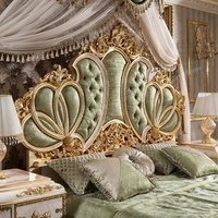 Ensemble de meubles de chambre à coucher de luxe en bois massif turc antique classique, sculpté à la main, sur mesure, taille king size