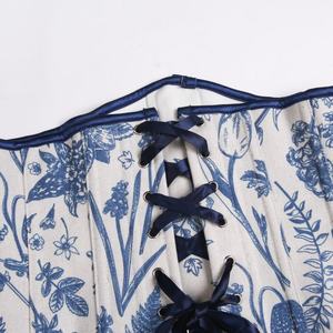 Corsetto Shaper da donna blu sotto busto in vita Cincher Bustier con motivo floreale corsetti in Lingerie Jacquard retrò - Product Image 6