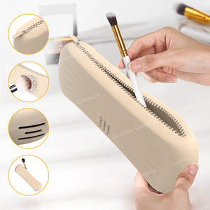 New Zipper Design Cosmetic Travel <b>Makeup</b> Pouch Bags <b>Makeup</b> Brush <b>Case</b> Organizer Silicone <b>Makeup</b> Brush Holder - Product Image 1