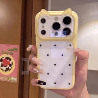 Coque de téléphone minimaliste style Ins à pois pour 17/18 Pro Max et 16/15, design oreilles de chat, deux-en-un, bords souples, dos rigide en acrylique