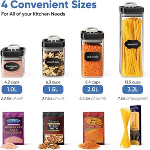 Meilleures ventes Contenant de stockage de nourriture sèche transparent hermétique de haute qualité Nouveau design 7 pièces avec couvercle - Product Image 5