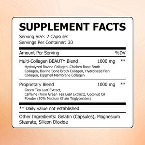 Capsules OME ODM Collagenic Burn : Mélange de beauté multi-collagène, formule exclusive, favorise la réduction des envies alimentaires inutiles, thé vert - Product Image 2