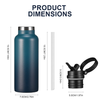Bouteille d'eau de sport en acier inoxydable à double paroi isolée sous vide de 500 ml pour le sport, le cyclisme, le camping, avec poignée et bouchon à paille