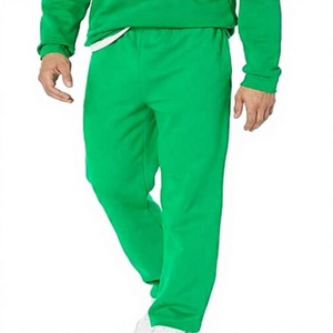 Pantalones Deportivos Anchos de Algodón Verde para Hombre, Pantalones Acampanados para Mujer, Cintura Elástica, Bolsillos Laterales - Product Image 1