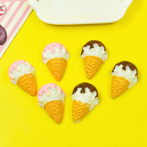 Cabujón plano de resina de helado dulce para casa de muñecas, comida en miniatura, juguete, bricolaje, adorno de pegamento de crema - Product Image 4