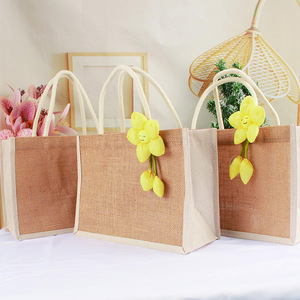 Cá Nhân Vải Bố Món Quà Giáng Sinh Túi Thân Thiện Với Môi Đay Tote Xmas Túi Với Bông Bên Tấm Giáng Sinh Bao Cho Đảng - Product Image 3