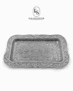 Boîte à double compartiment en argent 925 avec plateau, conteneur de rangement en argent traditionnel artisanal pour Pooja, fruits secs et cadeaux - Product Image 2