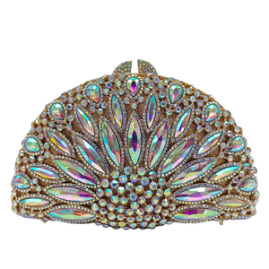 Women Luxury Crown Crystals Evening Bag Dazzling Floral Rhinestones Clutch Purse Birthday Party <b>Wedding</b> Handbag - Product Image 4