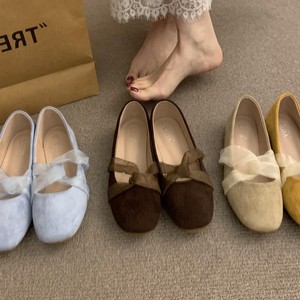 Zapatos planos de ballet con lazo para mujer, zapatos informales con punta cuadrada, antideslizantes, transpirables, para todas las estaciones - Product Image 3