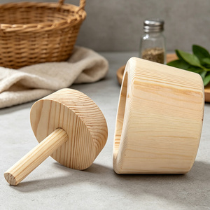 Juego de <span class=keywords><strong>Mortero</strong></span> y Maja de Madera Natural, Molinillo de Especias, Triturador de Ajo y Hierbas, Utensilio de Cocina, Venta al por Mayor Directo de Fábrica - Product Image 3