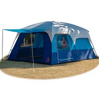 Carpa Familiar Extra Grande para 10-12-14 Personas, 2 Habitaciones, 3 Puertas/Ventanas de Malla, Paredes Rectas de 1500 mm, Impermeable, Doble, para Camping