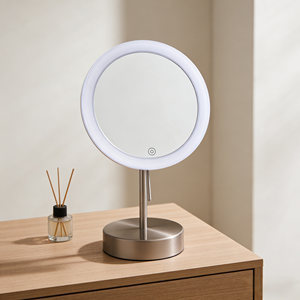 Espejo de Maquillaje LED de Alta Calidad Directo de Fábrica, Espejo de Vanidad Circular de una Sola Cara con Carga, Espejo de Tocador - Product Image 1