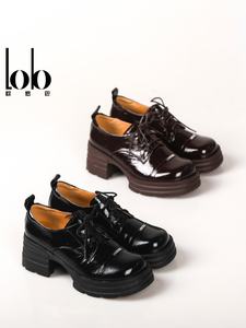 Mocassins à bout profond Printemps 2026, en cuir, à talon épais rehaussant la taille, imperméables, écologiques, couleurs mélangées - Product Image 4