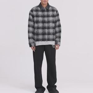 Chemises à carreaux surdimensionnées pour hommes avec impression de logo personnalisé OEM, double fermeture, veste - Product Image 4