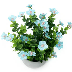 Fleurs artificielles <span class=keywords><strong>en</strong></span> tissu <span class=keywords><strong>bleu</strong></span> Gypsophile et <span class=keywords><strong>Eucalyptus</strong></span>, <span class=keywords><strong>en</strong></span> <span class=keywords><strong>pot</strong></span> <span class=keywords><strong>en</strong></span> pâte de papier blanc, sans arrosage, pour la décoration de la maison et du bureau, approvisionnement stable - Product Image 3