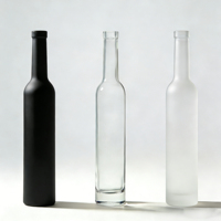 Bouteilles en verre transparent Flint personnalisées en gros, 200 ml, 375 ml, 500 ml, à col long, pour vin glacé, avec bouchons