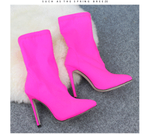Wholesale Stretch Fabric Women Sandals Shoes High Heel Pointed Toe Ankle <b>Boots</b> Women Short <b>Boots</b> - Product Image 5
