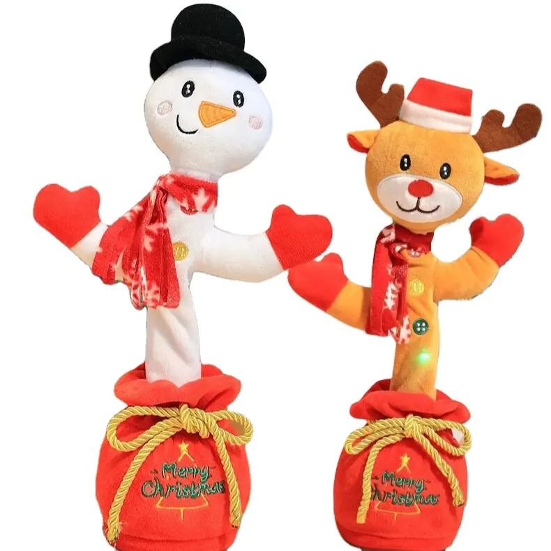 Nieuwe Stijl Usb Elektrisch Knuffel Santa Claus Sway Opname Dansen Zingen Kerst Eland Sneeuwpop Knuffel