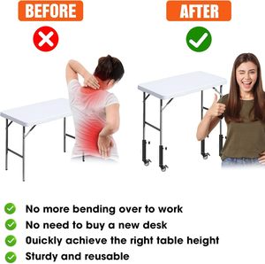 Adjustable Folding <strong>Table</strong> <strong>Leg</strong> <strong>Extenders</strong> with Wheels Adjustable <strong>Table</strong> Risers with Locking Caster Heavy Duty Steel <strong>Table</strong> <strong>Leg</strong> - Product Image 3