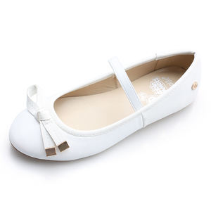 2022 Fashion Girls moda di base tendenze economiche scuola metallizzata PU bow beige PU soletta fodera piatta scarpe per bambini - Product Image 2