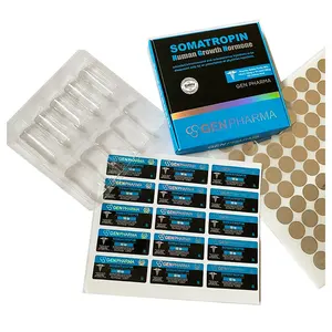 Caja de papel para embalaje Gen, etiqueta adhesiva personalizada farmacéutica de nuevo diseño, con bandeja de plástico, etiquetas de holograma Hg para viales